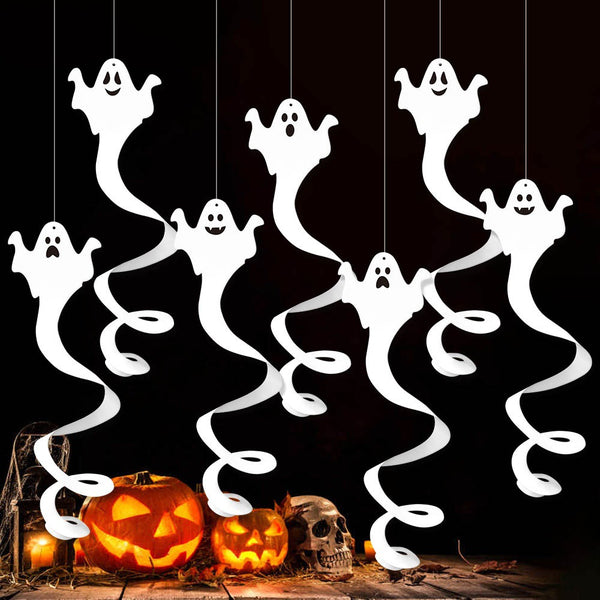 Halloween Ghost Hanging Decorations – White Paper Spirals