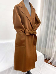 Wool coat | Water ripple double-sided cashmere coat high-end bathrobe - Memoriex