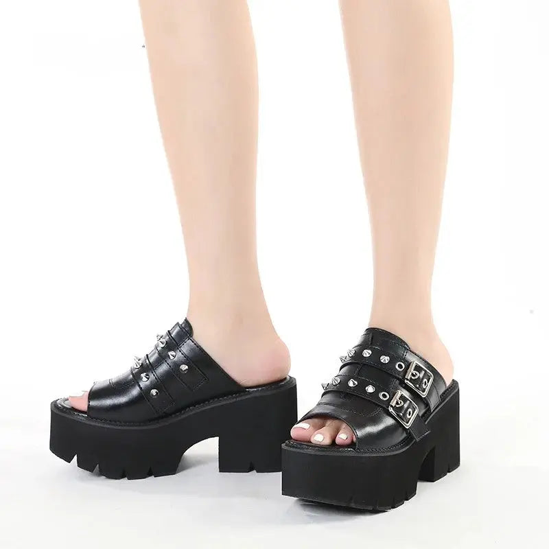 Earthbound Buckle Spiked Platform Mule-1