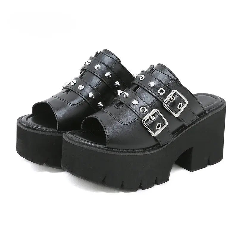 Earthbound Buckle Spiked Platform Mule-2