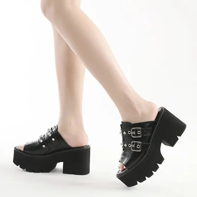 Earthbound Buckle Spiked Platform Mule-4