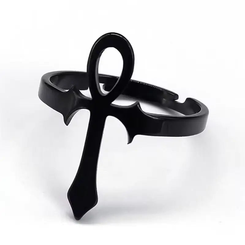 Egyptian Ankh Stainless Steel Expandable Ring-2