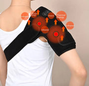 Electric Shoulder Brace Heated Knee Massager Vibration Massage Black Support Strap with Adjustable - Memoriex 