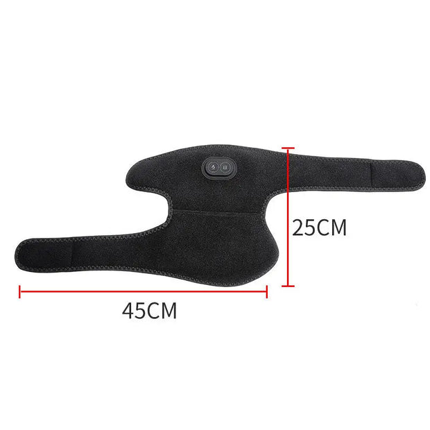 Electric Shoulder Brace Heated Knee Massager Vibration Massage Black Support Strap with Adjustable - Memoriex 