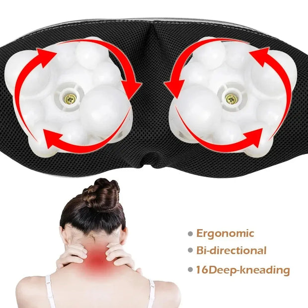 Electrical Shiatsu U Shape Massage Shawl Back Neck Shoulder Body Massager Device Infrared Heated Kneading Home Massage Shawl - Memoriex 