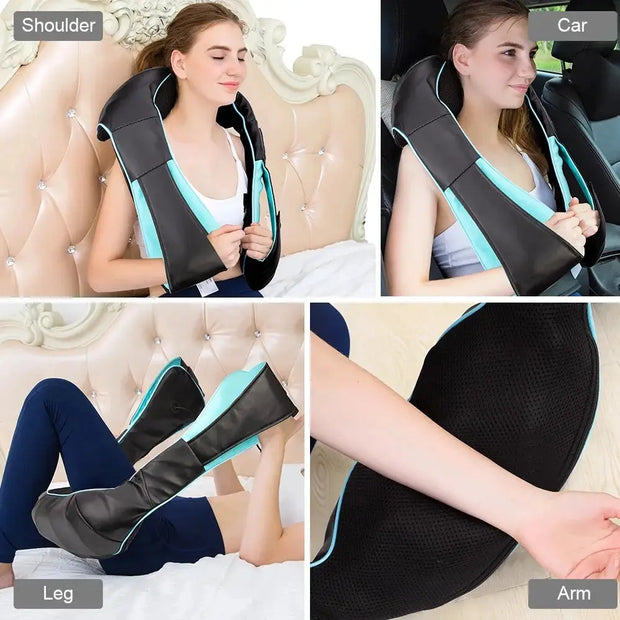 Electrical Shiatsu U Shape Massage Shawl Back Neck Shoulder Body Massager Device Infrared Heated Kneading Home Massage Shawl - Memoriex 