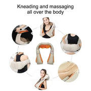 Electrical Shiatsu U Shape Massage Shawl Back Neck Shoulder Body Massager Device Infrared Heated Kneading Home Massage Shawl - Memoriex 