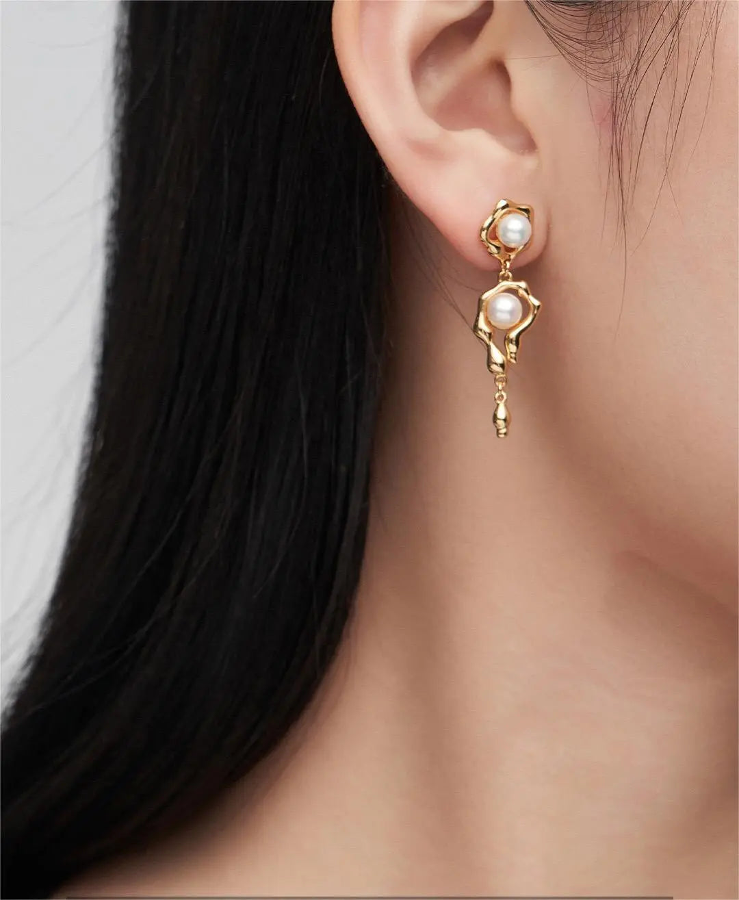 Elegant Asymmetric Pearl Earrings-3