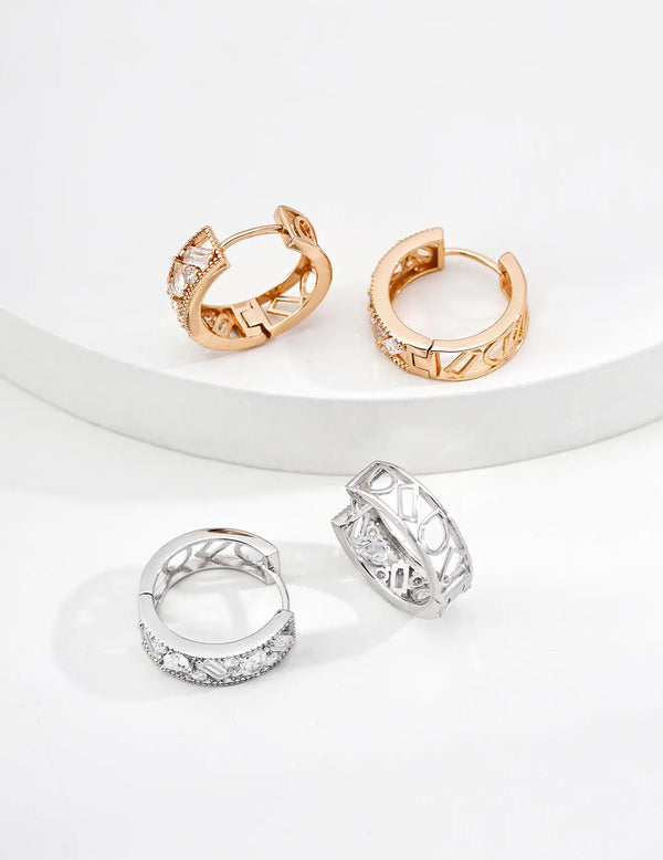 Elegant Cirzon Stone Hoop Earrings-0