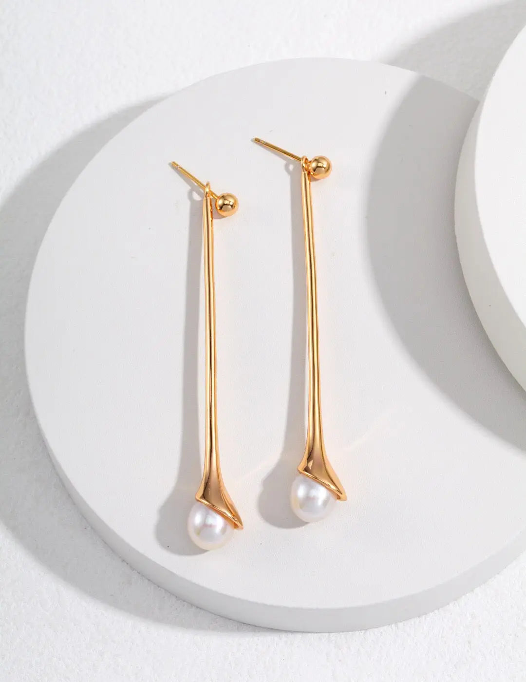 Elegant Long Pearl Drop Earrings-1