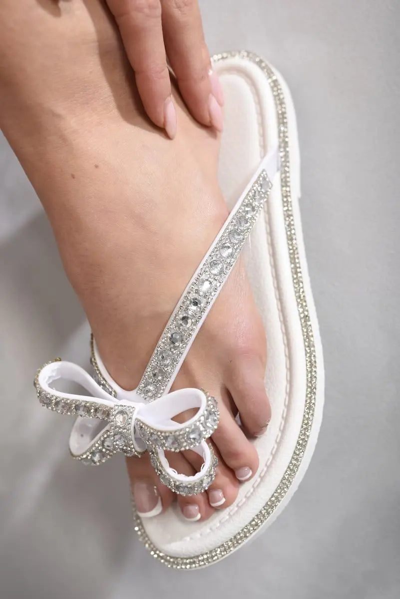 Embellished Bow Detail Sandals-10