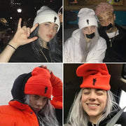 Embroidery Billie Eilish Beanie Hat Women Men Knitted Warm Winter Hats For Women Men Solid Hip-hop Casual Cuffed Beanies Bonnet - Memoriex 