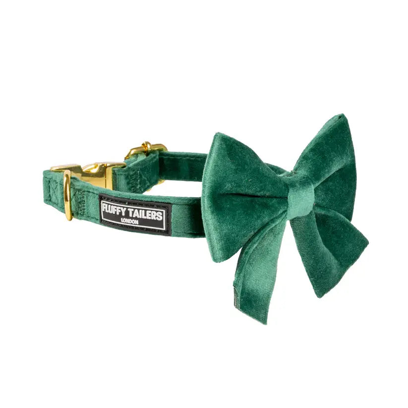 Emerald Green Collection - Dog Harness, Collar, Bow Tie, Lead and Poop Bag Holder by Fluffy Tailers - Memoriex