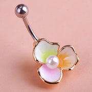 Enamel Pearl Beads Flowers Piercing Navel Belly Button Rings Body Piercing Violetta Gothic Accessorries - Memoriex 