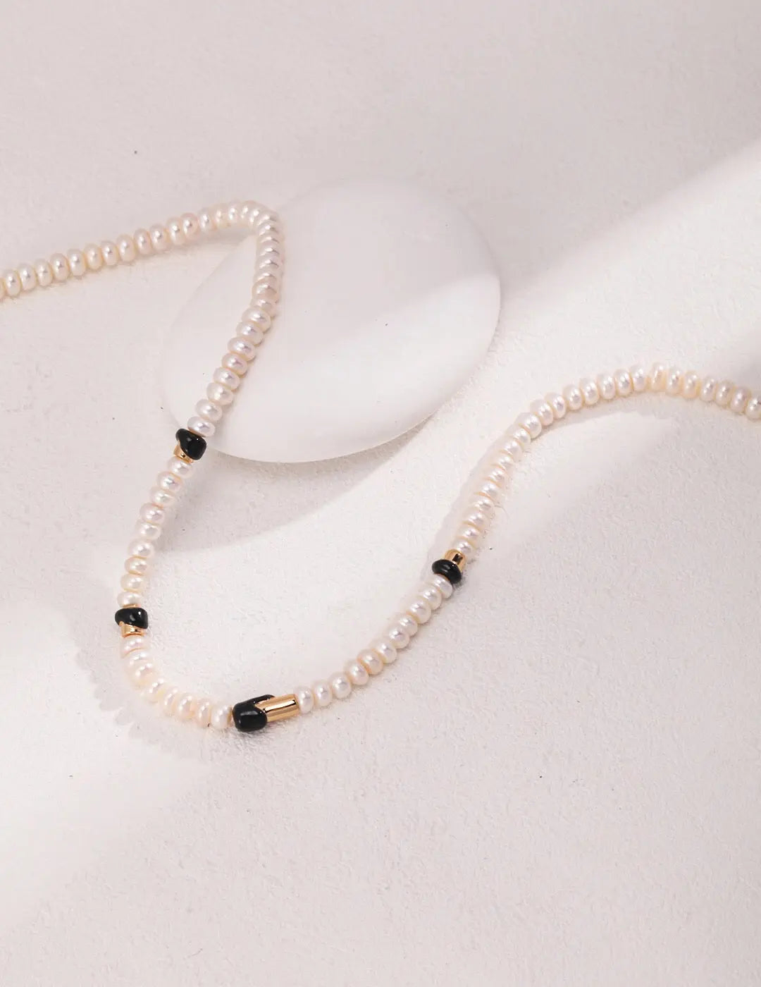 Enchanting Sterling Silver Black Droplet Glaze Pearl Necklace-3