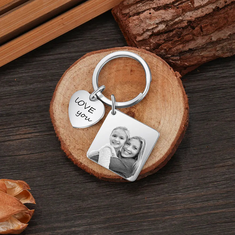 Engraved Stainless Steal Calendar Photo Keychain-2