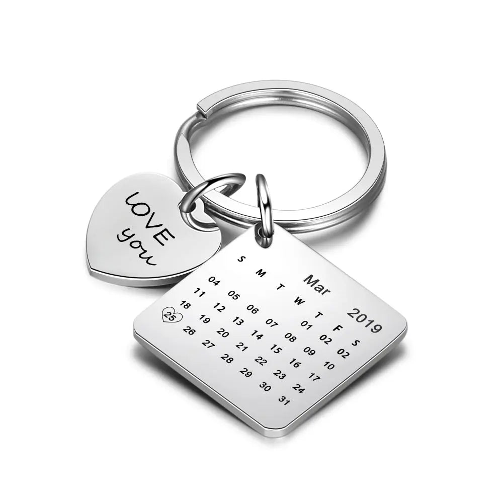 Engraved Stainless Steal Calendar Photo Keychain-6