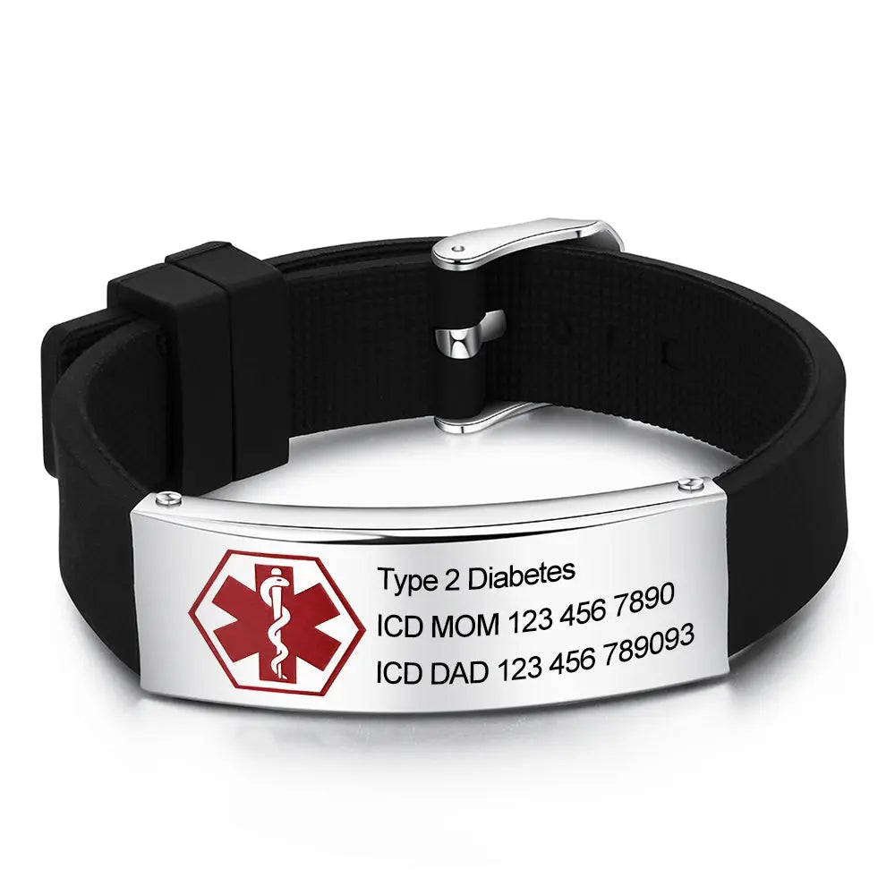 Engraved Stainless Steel Bracelet Medical Alert Bracelet-0