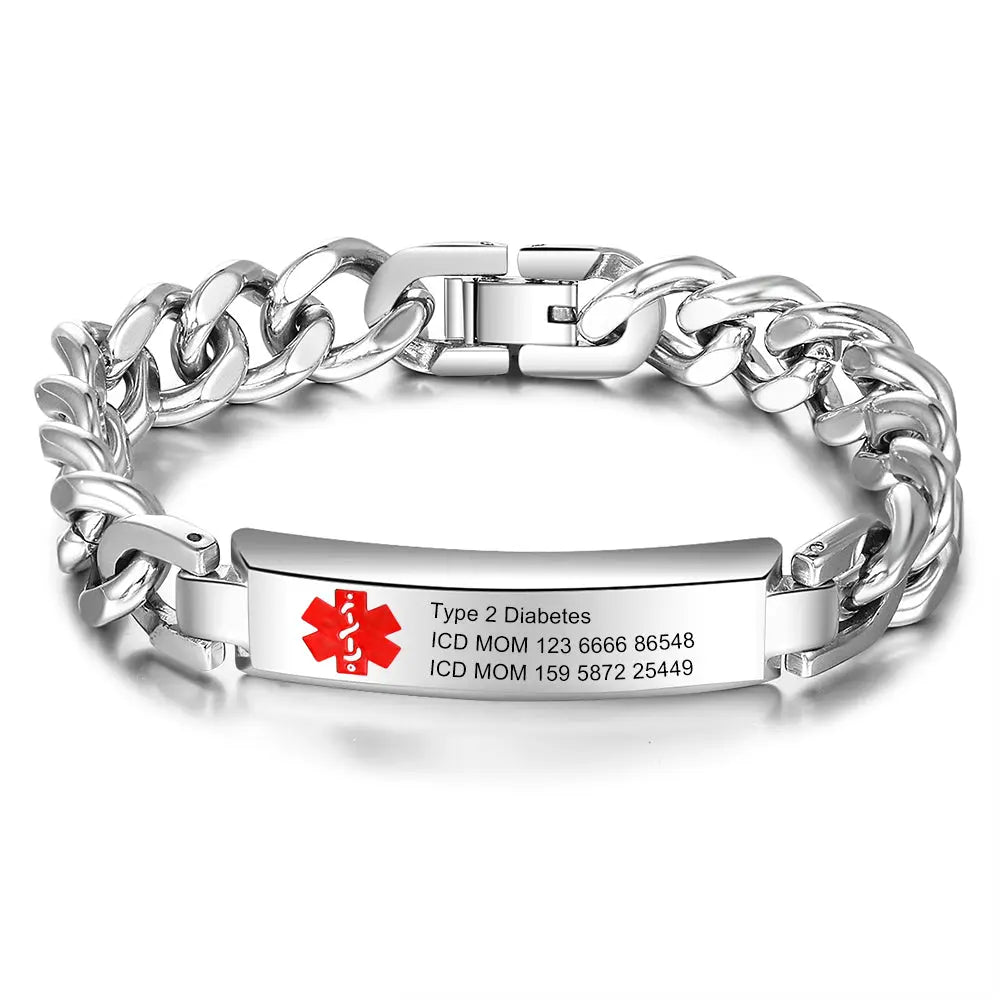 Engraved Stainless Steel Medical Alert Bracelet-0