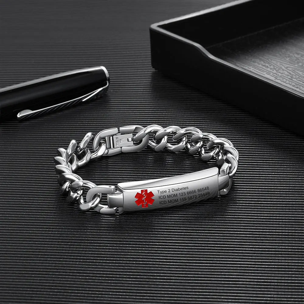 Engraved Stainless Steel Medical Alert Bracelet-2