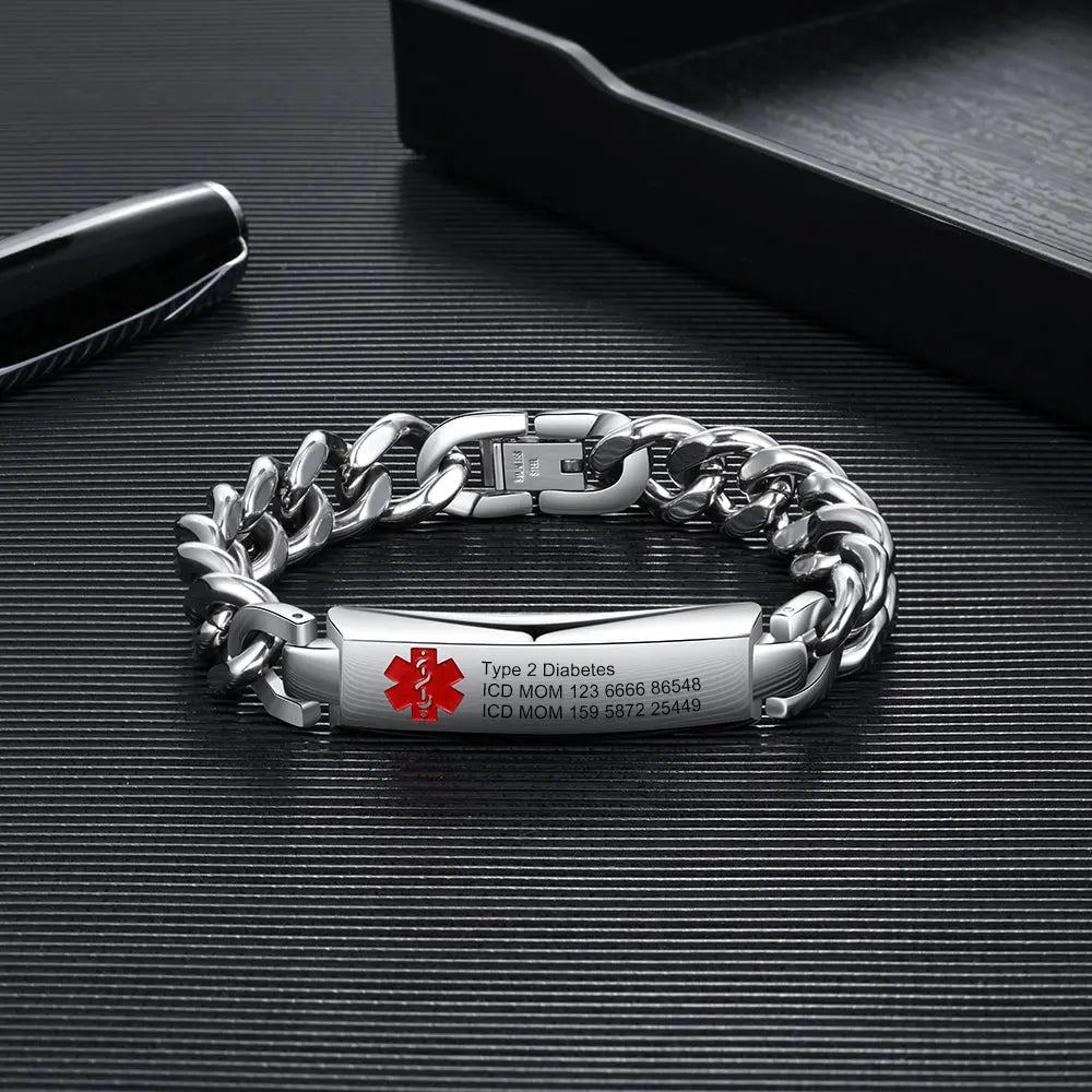 Engraved Stainless Steel Medical Alert Bracelet-3