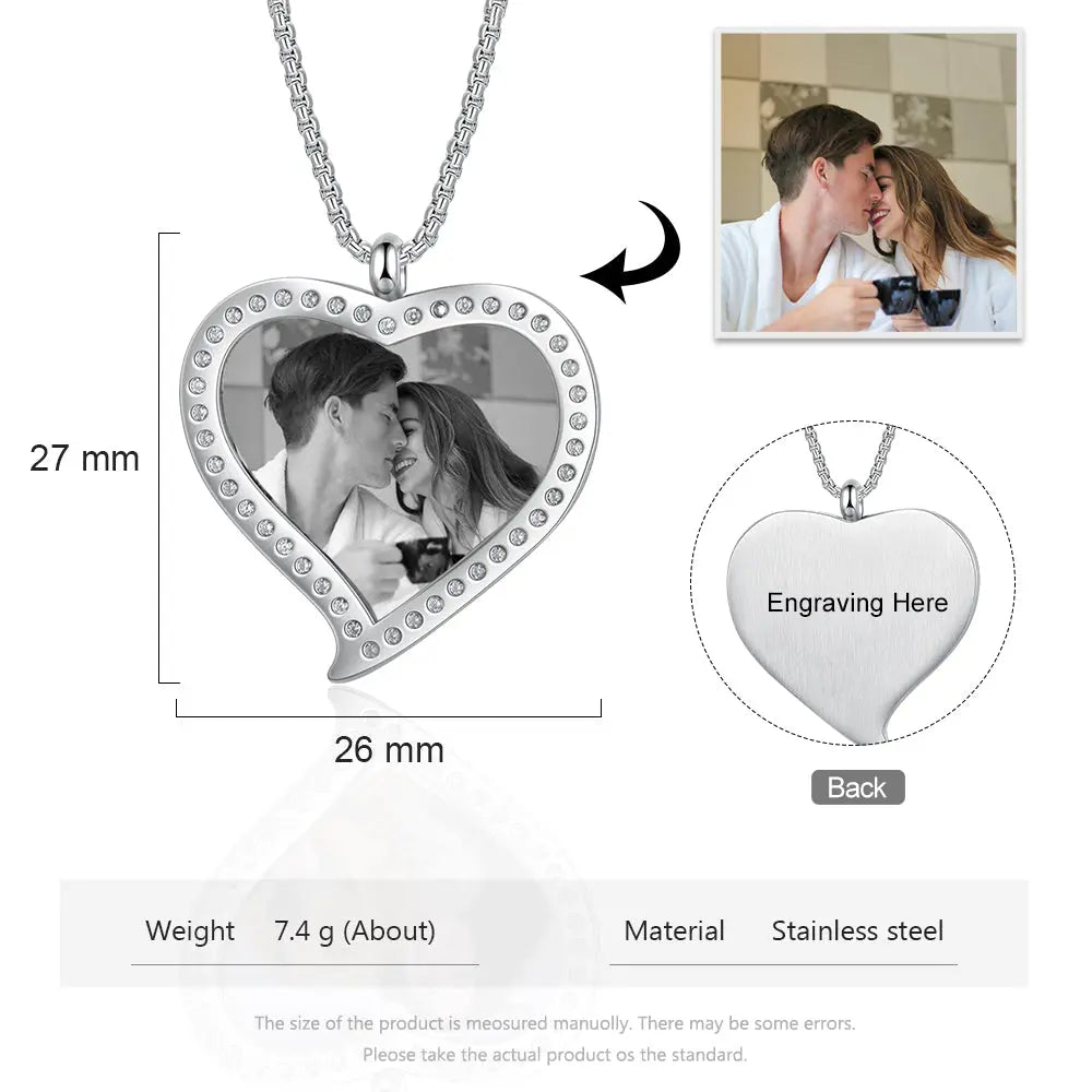 Engraved Stainless Steel Persomalized Photo Necklaces-4