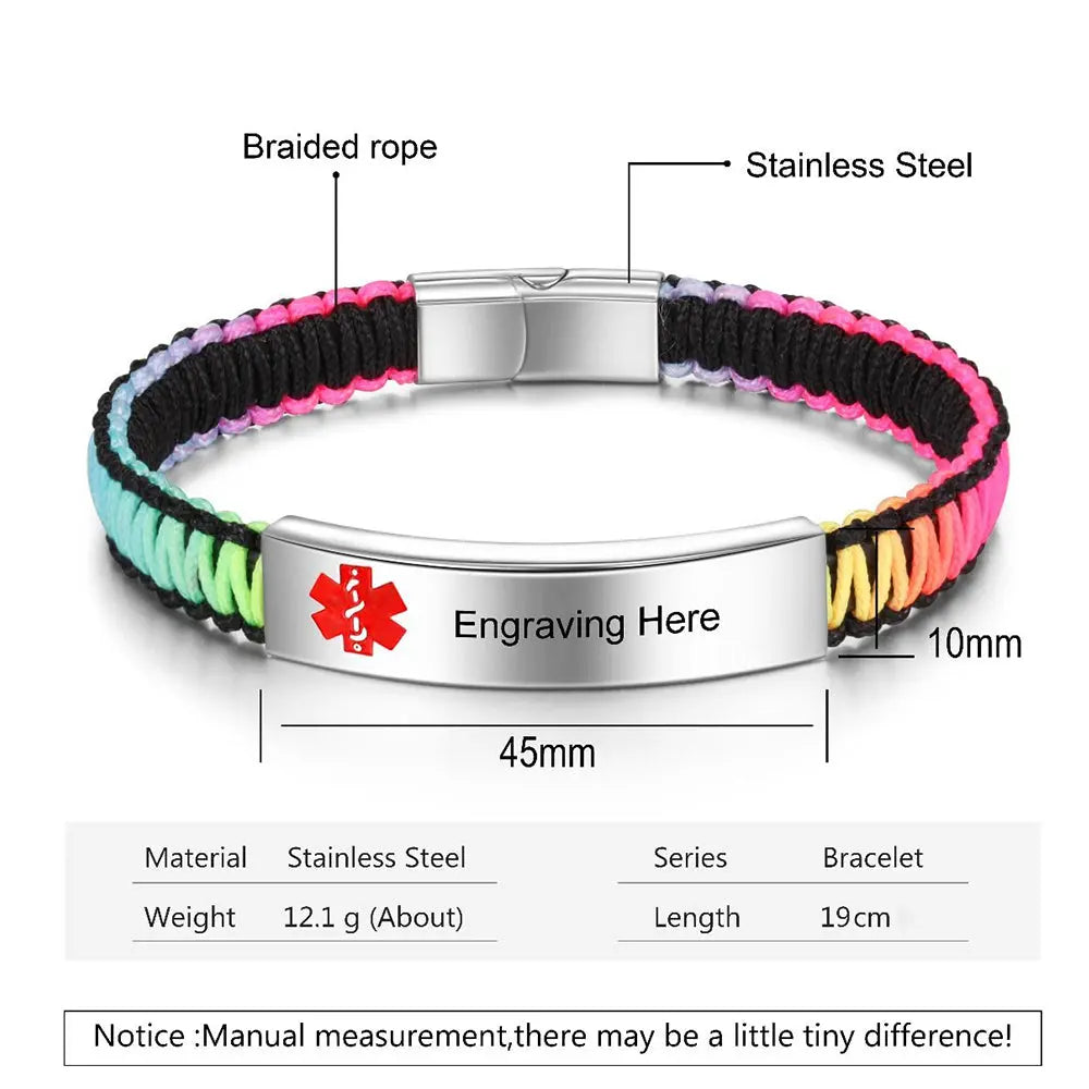 Engraving Stainless Steel Medical Alert Bracelet-7