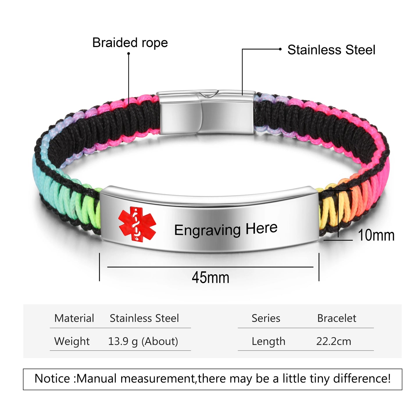 Engraving Stainless Steel Medical Alert Bracelet-8