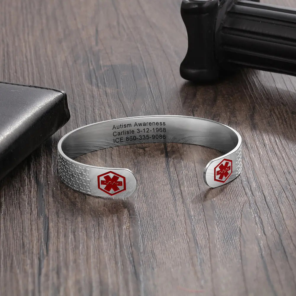 Engraving Stainless Steel Medical Bracelet-3