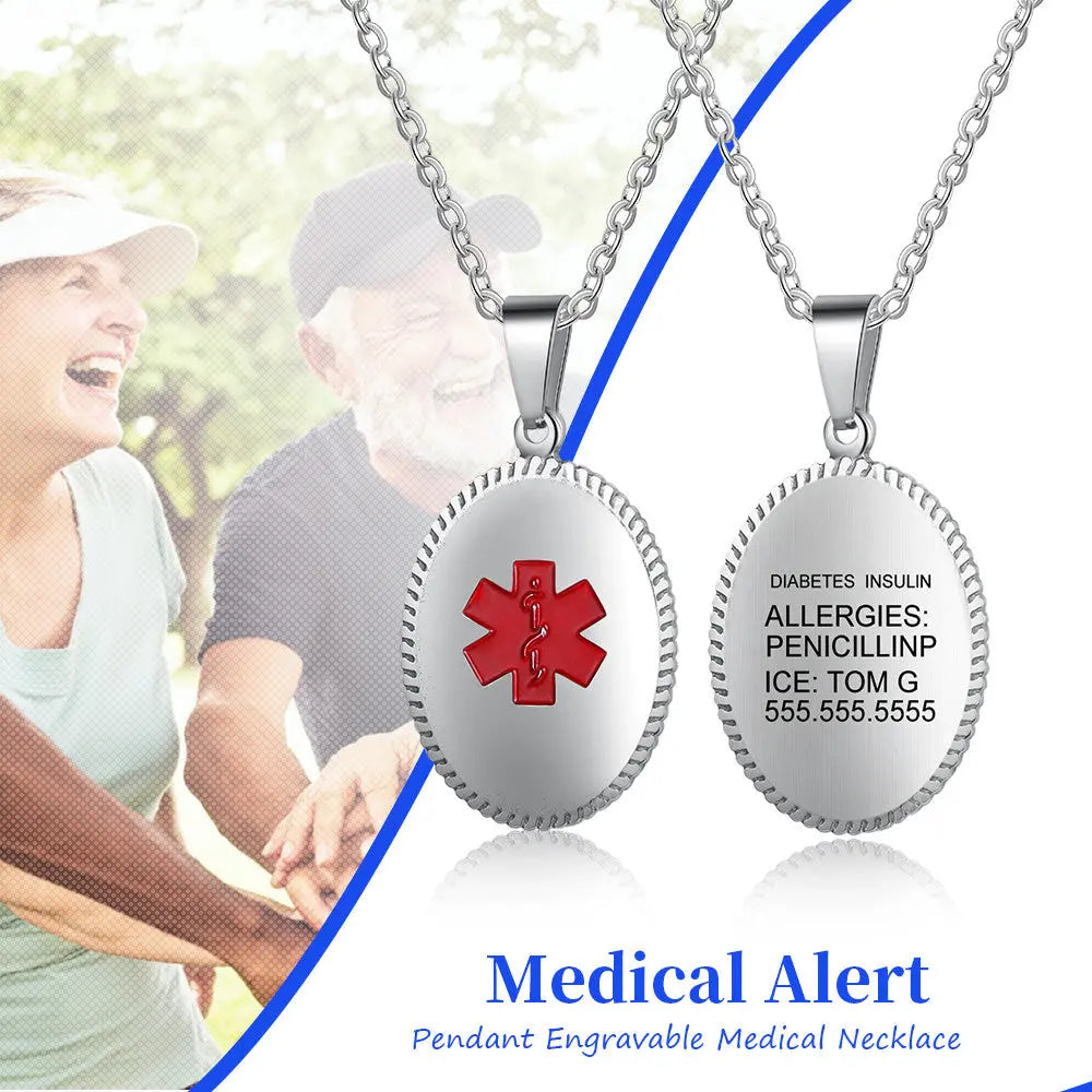 Engraving Stainless Steel Medical Necklace-1