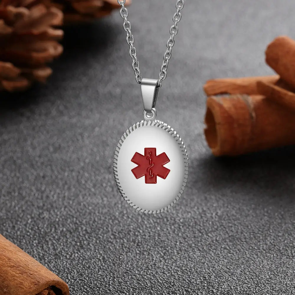 Engraving Stainless Steel Medical Necklace-3