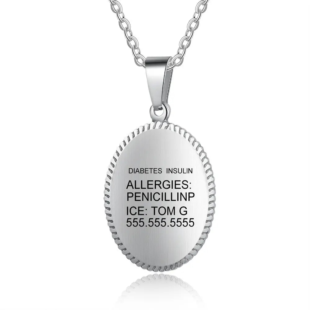 Engraving Stainless Steel Medical Necklace-4