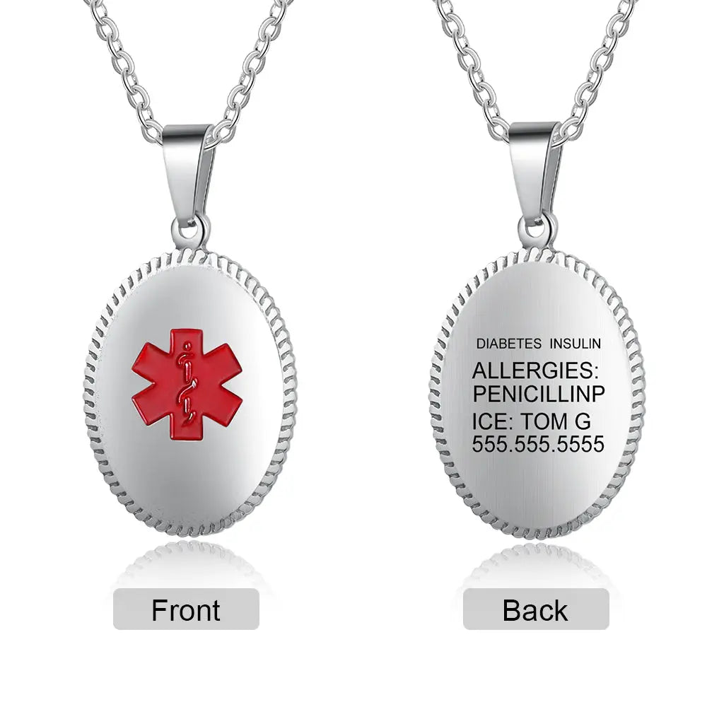 Engraving Stainless Steel Medical Necklace-6