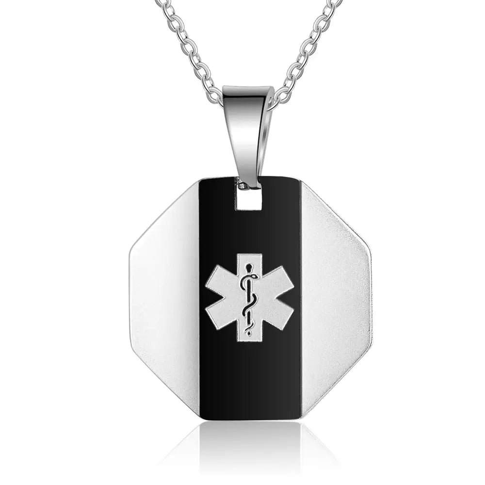 Engraving Stainless Steel Medical Necklace-0