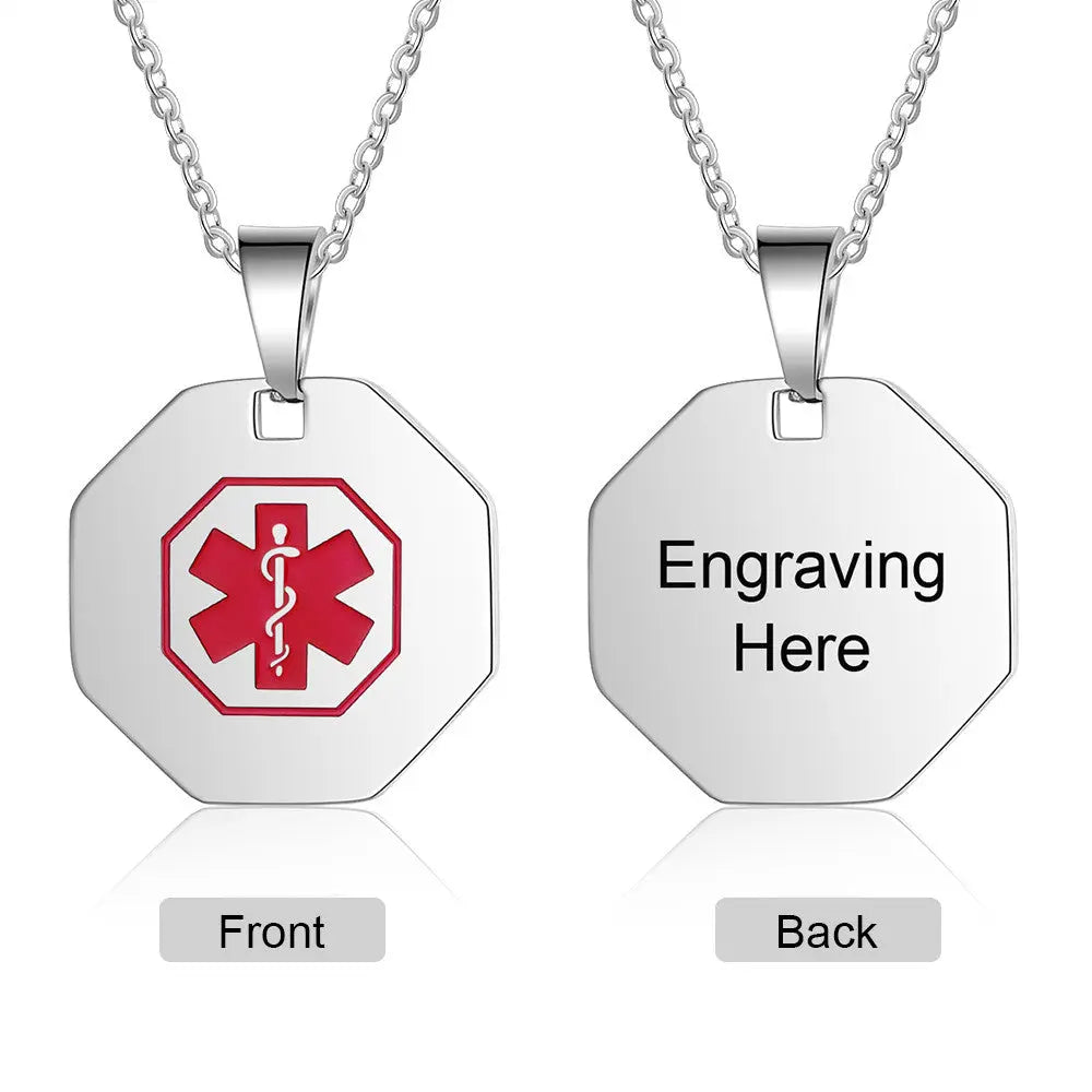 Engraving Stainless Steel Medical Necklace-1