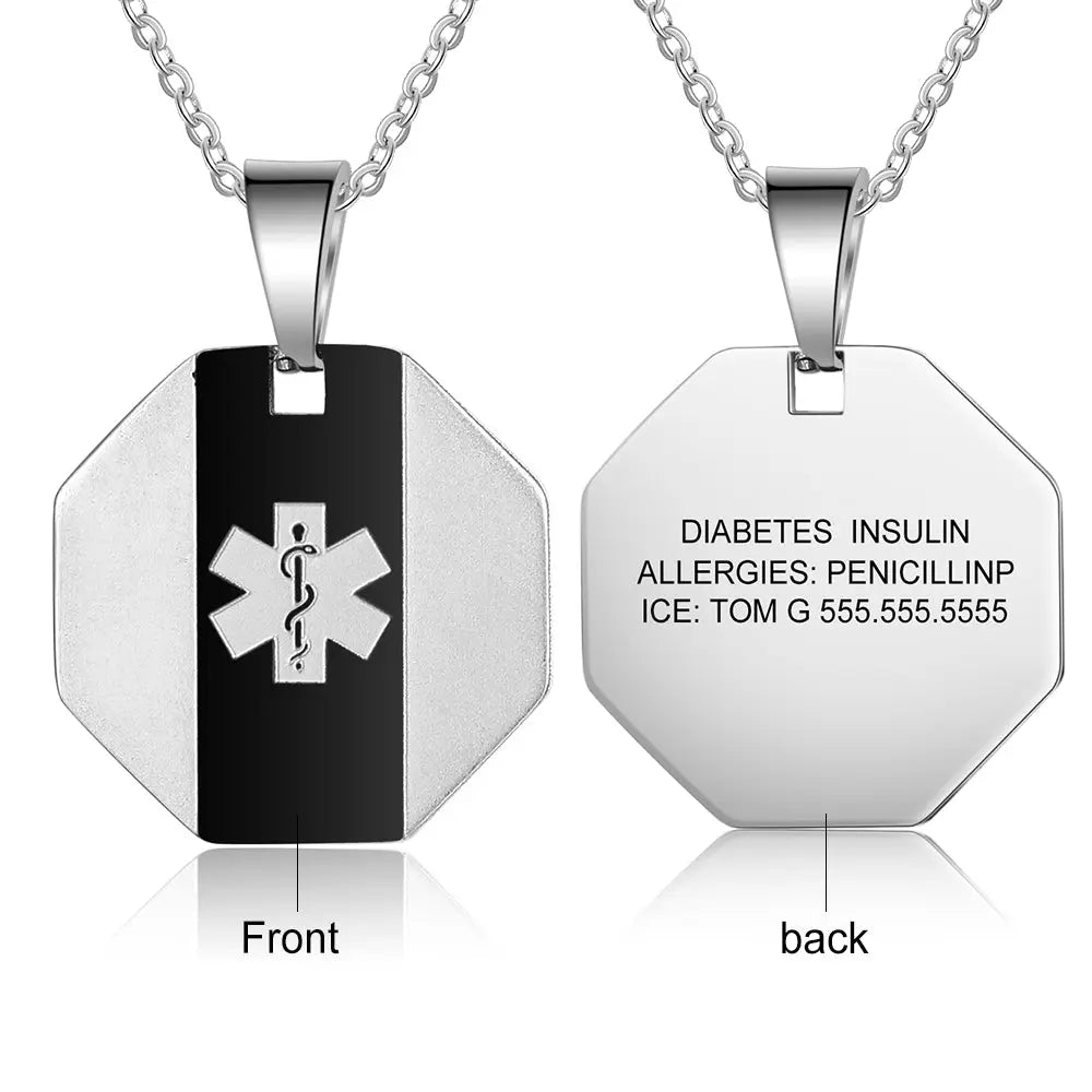 Engraving Stainless Steel Medical Necklace-8