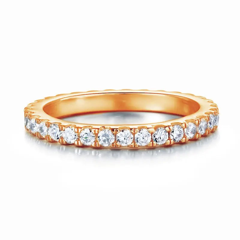 Eternity Ring Created Diamond Solid Sterling 925 Silver Rose Gold Plated Wedding Band  XFR8334-0