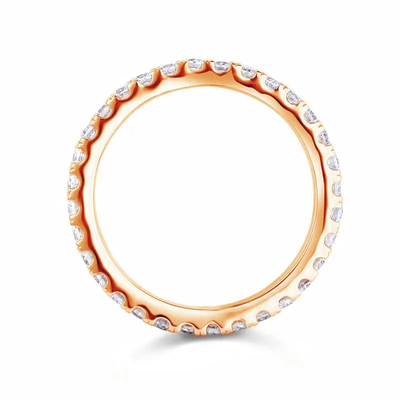 Eternity Ring Created Diamond Solid Sterling 925 Silver Rose Gold Plated Wedding Band  XFR8334-2