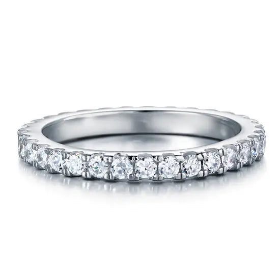 Eternity Ring Created Diamond Solid Sterling 925 Silver Wedding Band XFR8045-2