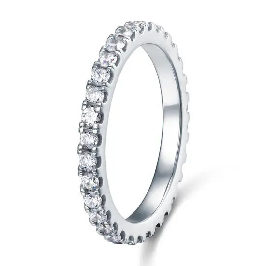 Eternity Ring Created Diamond Solid Sterling 925 Silver Wedding Band XFR8045-3