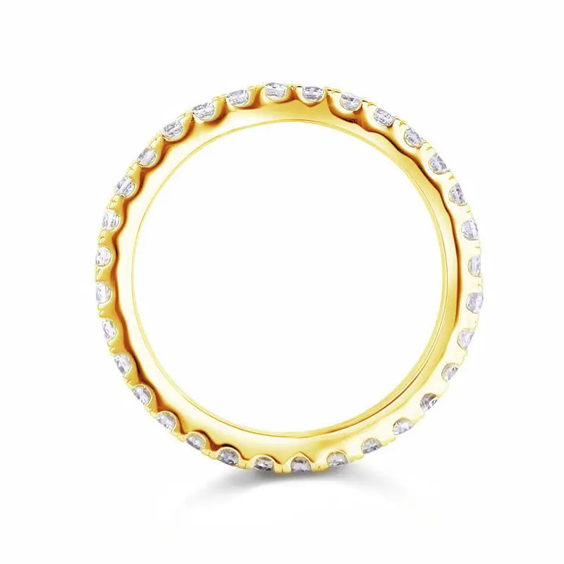 Eternity Ring Created Diamond Solid Sterling 925 Silver Yellow Gold Plated Wedding Band XFR8335-2