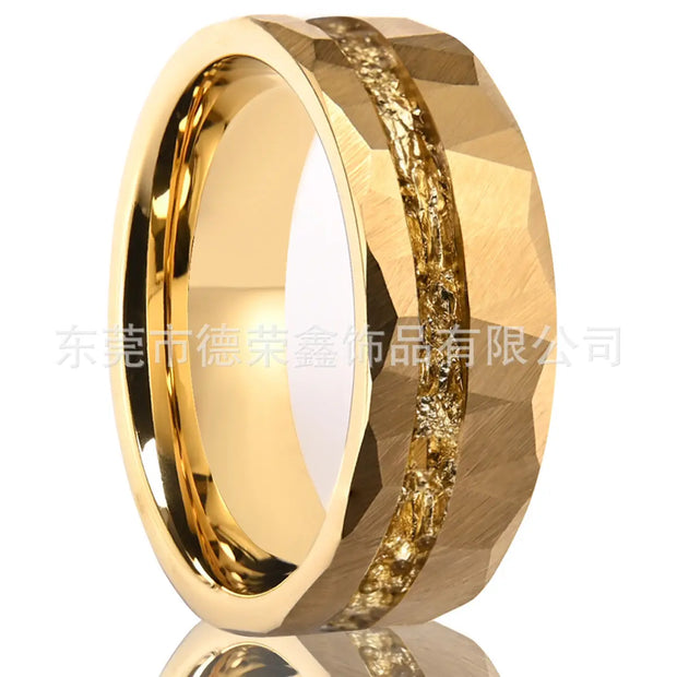 European And American Fashion New Style Slot Inlaid Gold Foil Tungsten Ring - Memoriex 