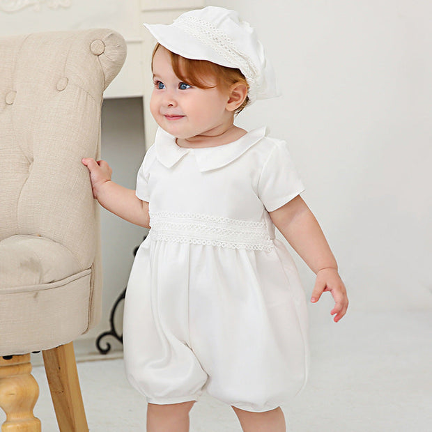 European Baptism Dress Newborn Baby Year Old Full Moon Hat Dress Suit - Memoriex 