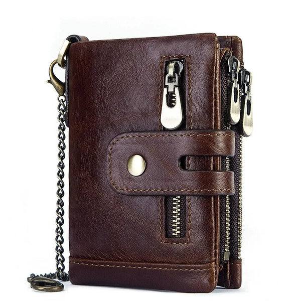 European and American first-layer kraft card bag men's short genuine leather wallet Father's Day gift - Memoriex 