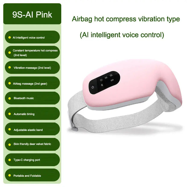Eye massager airbag vibration intelligent AI voice hot compress eye protection device - Memoriex 