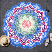 Tassel Indian Toalla Mandala Tapestry Beach Towel Sunblock Round Bikini Cover-Up Blanket Lotus Bohemian Yoga Mat - Memoriex