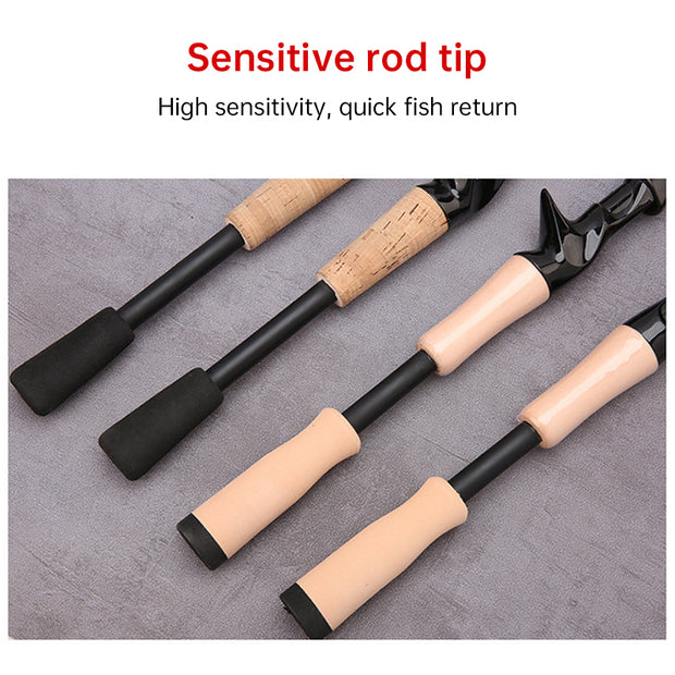 1.5 - 2.4M Telescopic Carbon Fishing Rod Rotary Baitcasting (8 - 25g) with Wooden Handle - Memoriex