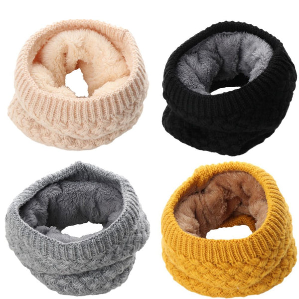 Winter Warm Brushed Knit Neck Warmer — Circle Snood Loop Scarf for Men & Women