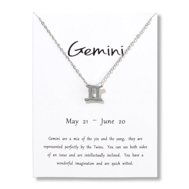 Birthday Gifts 12 Constellation Zodiac Pendant Necklace With White Card - Memoriex