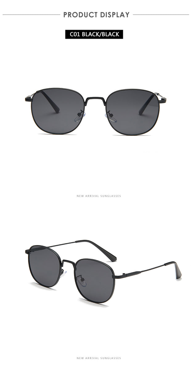 New Retro Small Frame Sunglasses Men And Women Trend Metal Square Wild Sunglasses - Memoriex